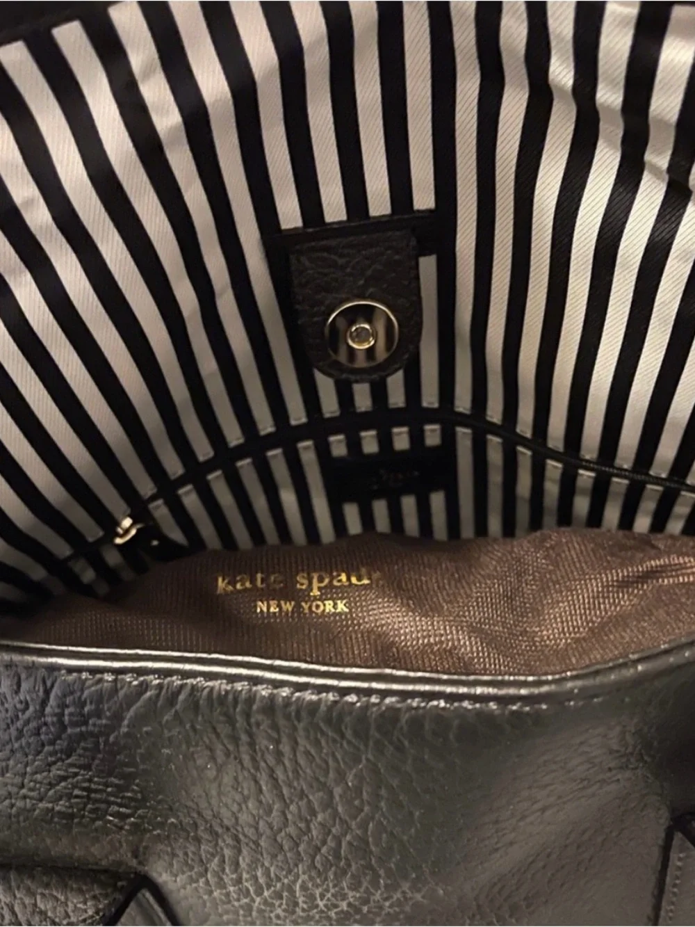 kate spade Black Pebbled Leather Satchel with Gold Hardware